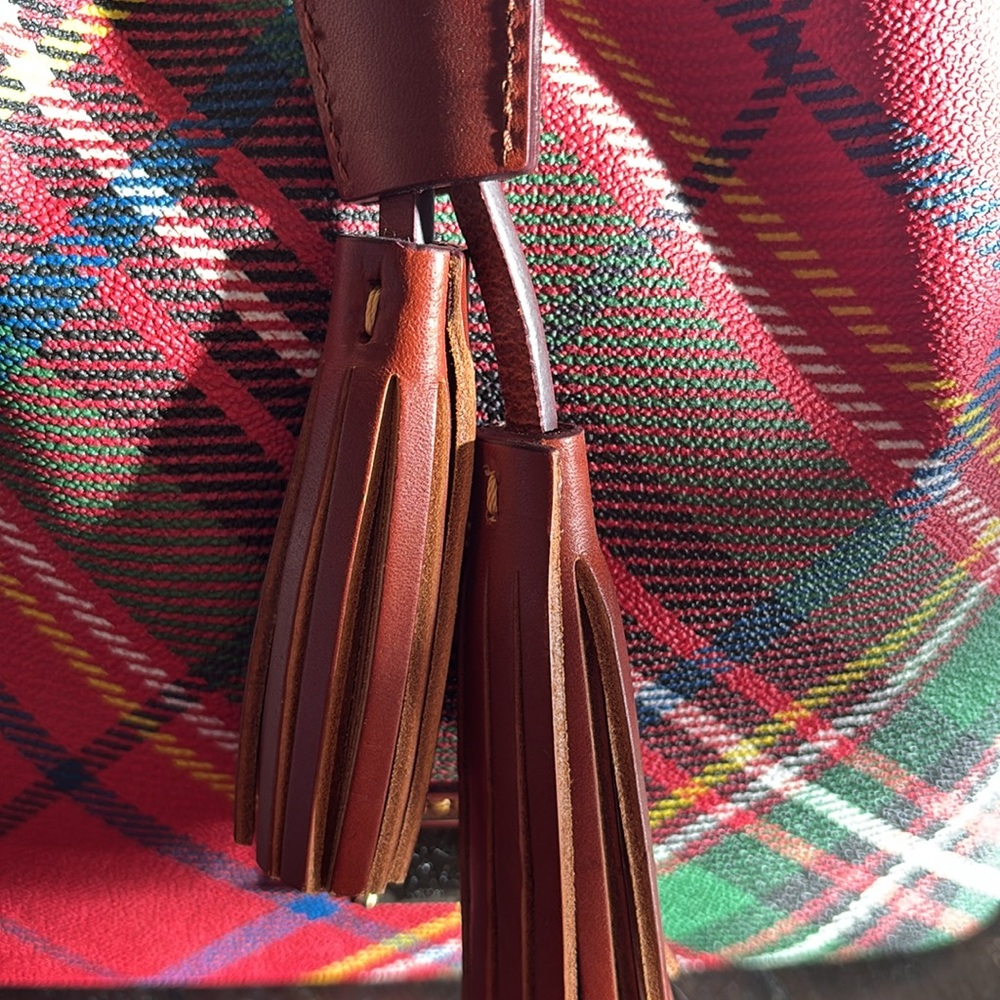 NWOT Dooney & Bourke Red Plaid Bucket Bag - Picture 5 of 8